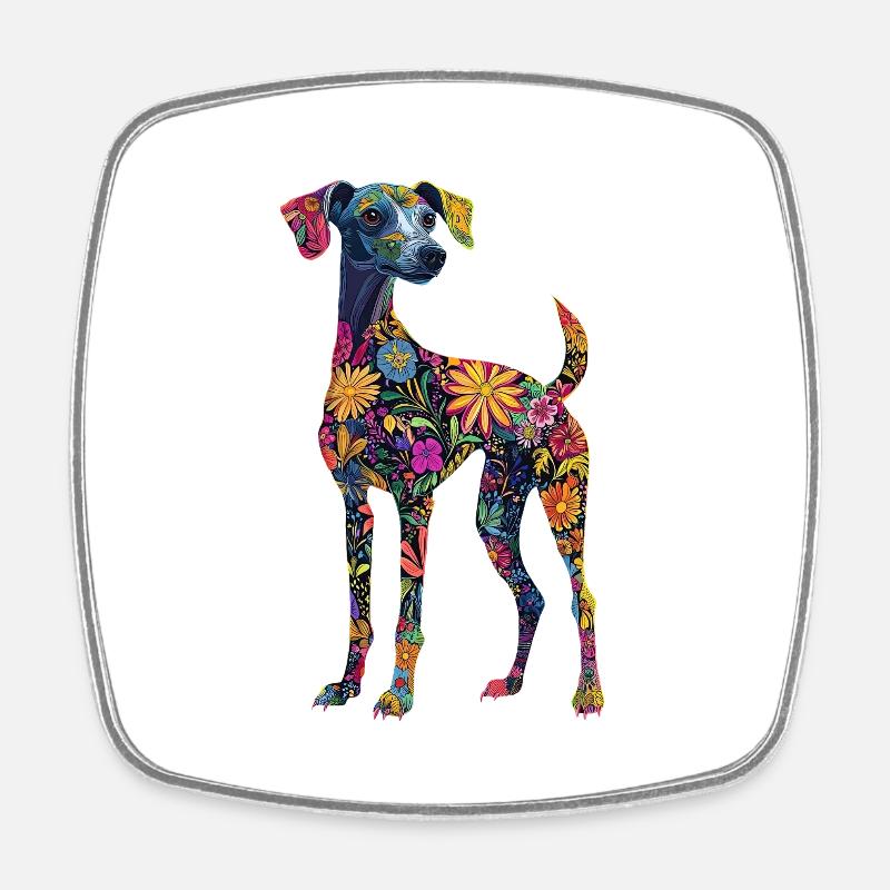 Whippet - Viereckiger Kühlschrankmagnet - Weiß