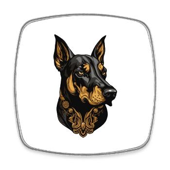 Doberman Hund Portrait - Viereckiger Kühlschrankmagnet - Weiß - Vorne
