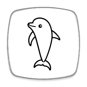 dolphin - Square fridge magnet - white - Front