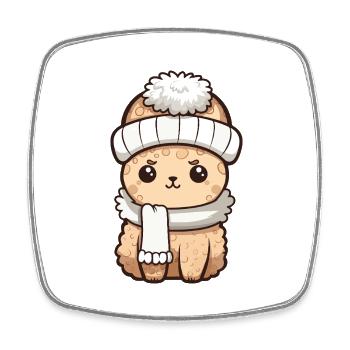 Alpaca Winter Animal Baby Comic - Square fridge magnet - white - Front