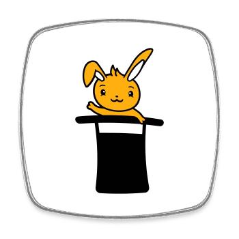 Lapin Sorcier Chapeau Haut de Forme Enfant Bébé Sorcier Mignon - Magnet carré - blanc - Devant
