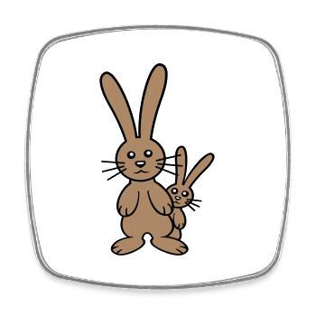 2 lapins enfant caché père deux bambin maman - Magnet carré - blanc - Devant