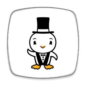 oiseau mari chapeau haut de forme costume mariage riche - Magnet carré - blanc - Devant