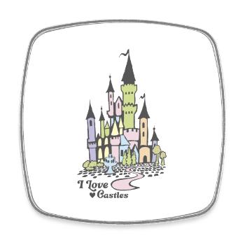 I love castles - Square fridge magnet - white - Front