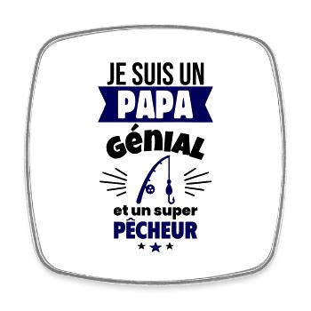 Papa génial super pêcheur,fête des pères,pêche - Magnet carré - blanc - Devant