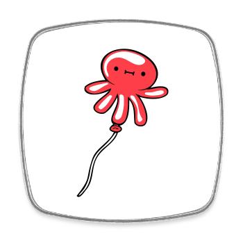 Pieuvre Ballon Volant Mignon Enfant Heureux Bande Dessinée - Magnet carré - blanc - Devant