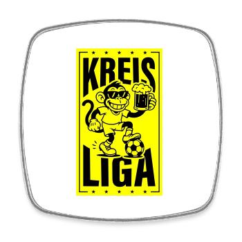 Kreisliga Fussball Affe - Viereckiger Kühlschrankmagnet - Weiß - Vorne