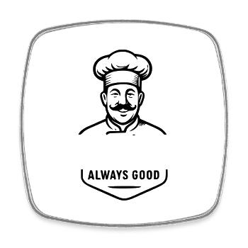 Chef always good - Last name First name - Square fridge magnet - white - Front