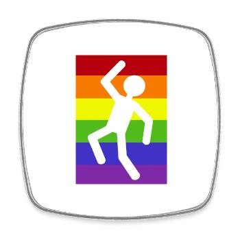 Man on a rainbow background - Square fridge magnet - white - Front
