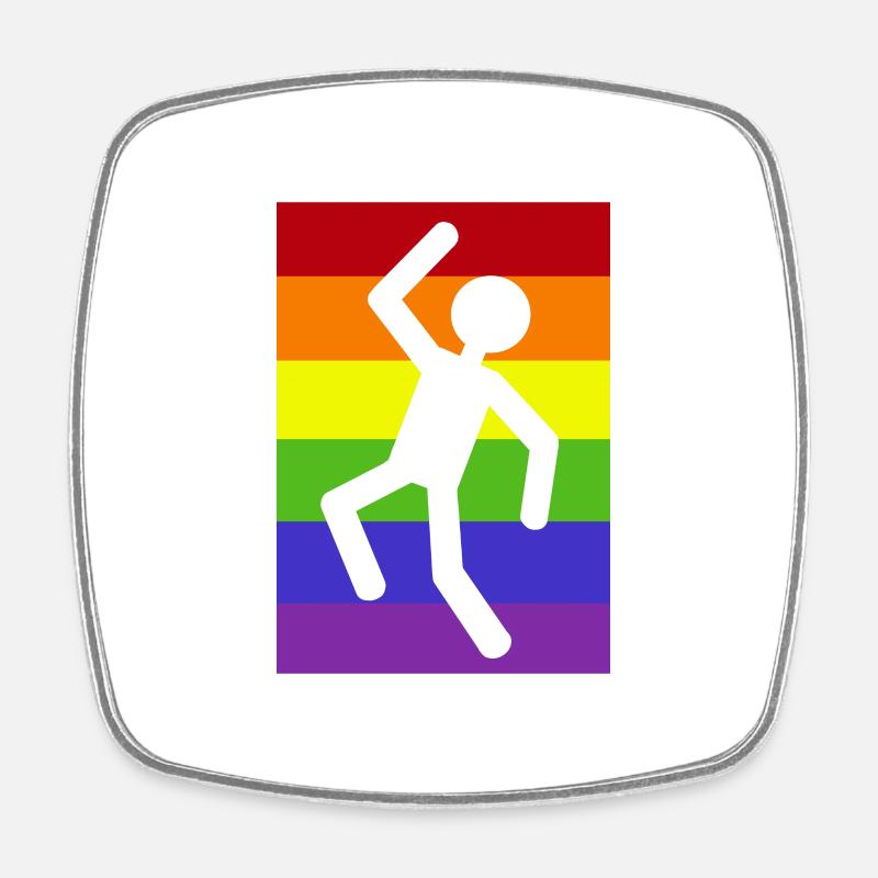 Man on a rainbow background - Square fridge magnet - white