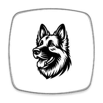 German Shepherd Drawing Head - Square fridge magnet - white - Front