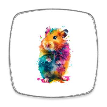 Niedlicher Hamster Regenbogenfarben - Viereckiger Kühlschrankmagnet - Weiß - Vorne