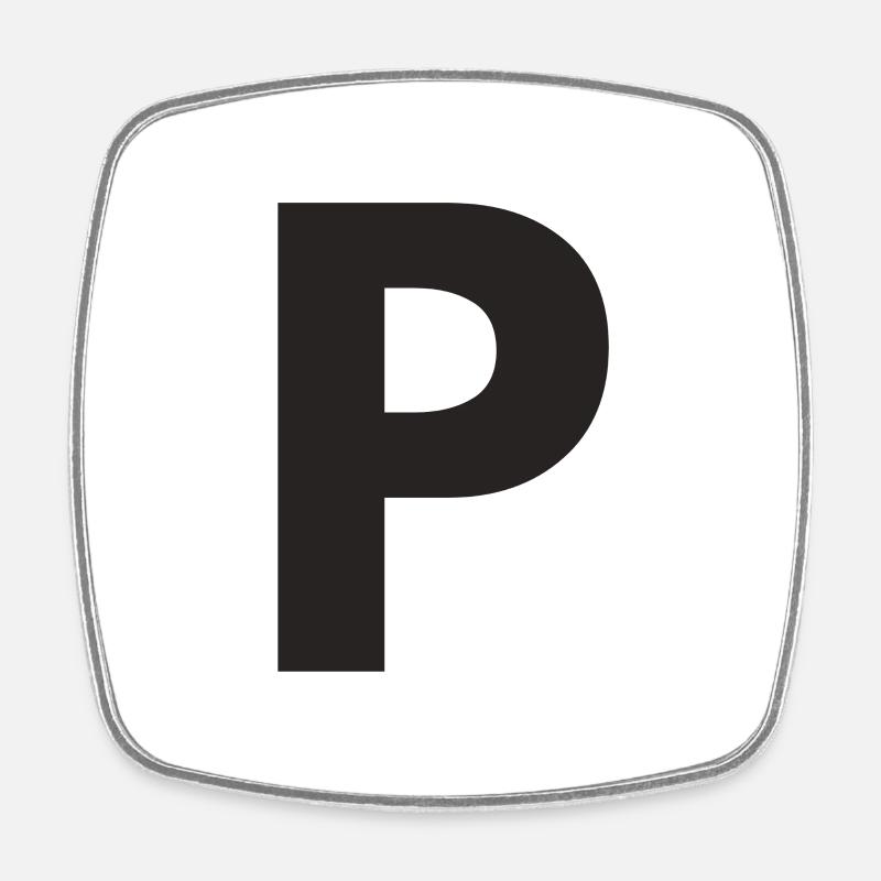 P - Square fridge magnet - white
