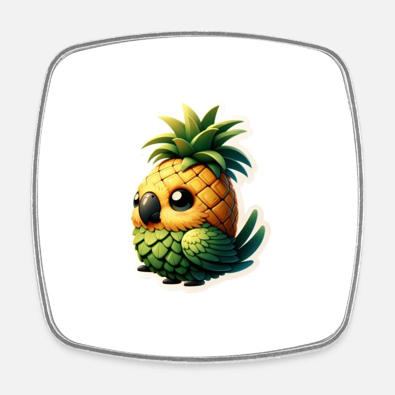 Mignon petit perroquet comme l’ananas - Magnet carré - blanc
