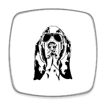 Basset Hound Lunettes de soleil Cool Dog Dog Wilsigns - Magnet carré - blanc - Devant