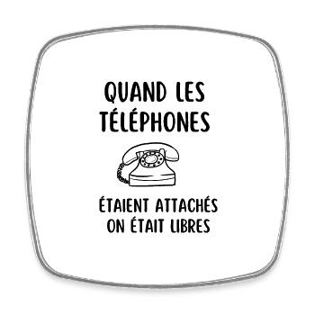 quand les téléphones étaient attachés - Magnet carré - blanc - Devant