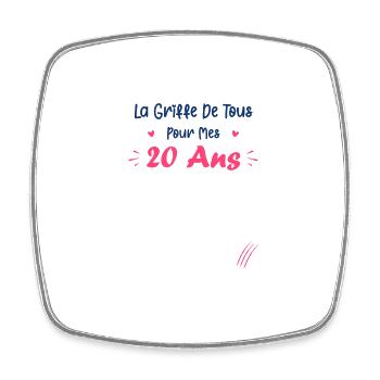 Anniversaire 20 Ans femme à signer - Magnet carré - blanc - Devant