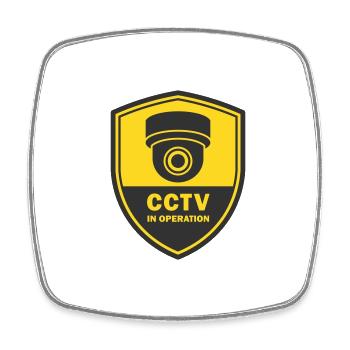 Security cameras in use symbol icon. Fixed CCTV - Square fridge magnet - white - Front