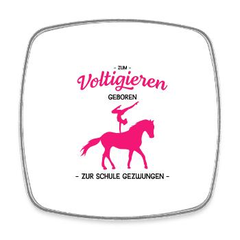 Voltigieren Volti Schule Pferd Reitsport Spruch - Viereckiger Kühlschrankmagnet - Weiß - Vorne