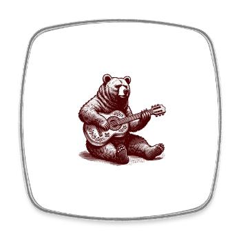 Bär Spielt Gitarre Lustiges wildes Tier Gitarrist - Viereckiger Kühlschrankmagnet - Weiß - Vorne