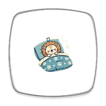 Lion Sleeping In Bed At Night Time - Viereckiger Kühlschrankmagnet - Weiß - Vorne