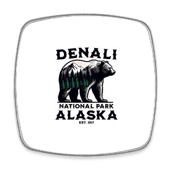 Denali Forever National Park Mt McKinley Alaska - Square fridge magnet - white - Front