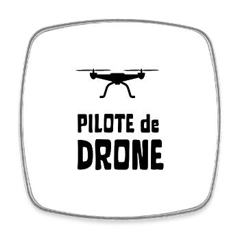 pilote de drone - Magnet carré - blanc - Devant