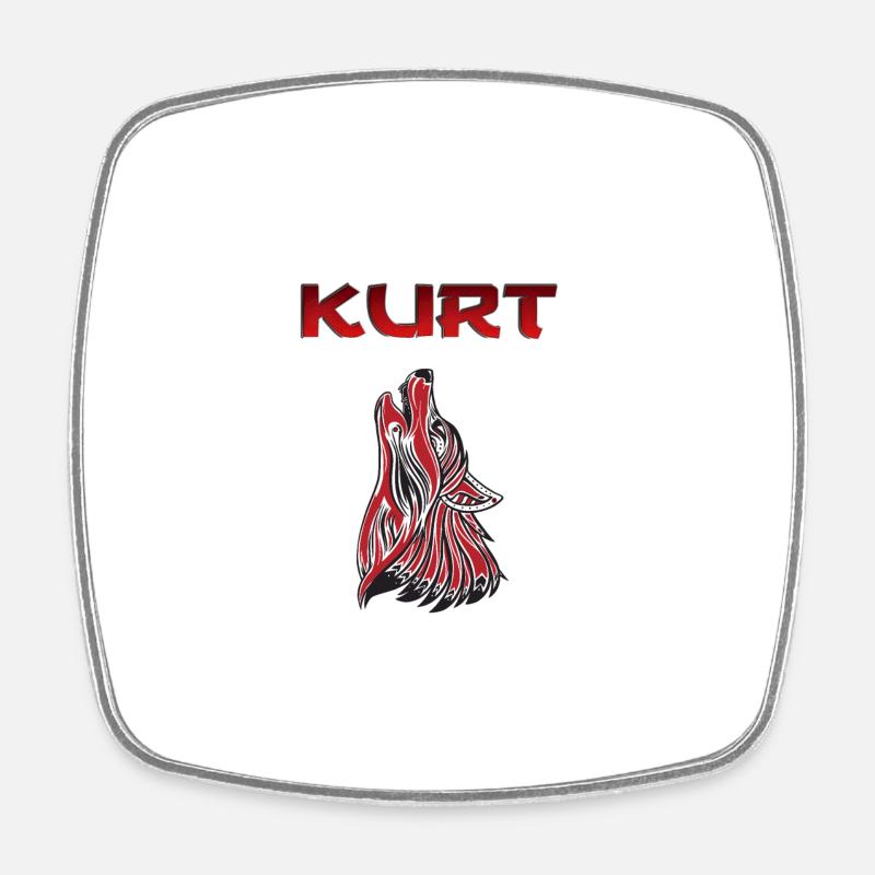 Wolf Kurt Bozkurt - Square fridge magnet - white