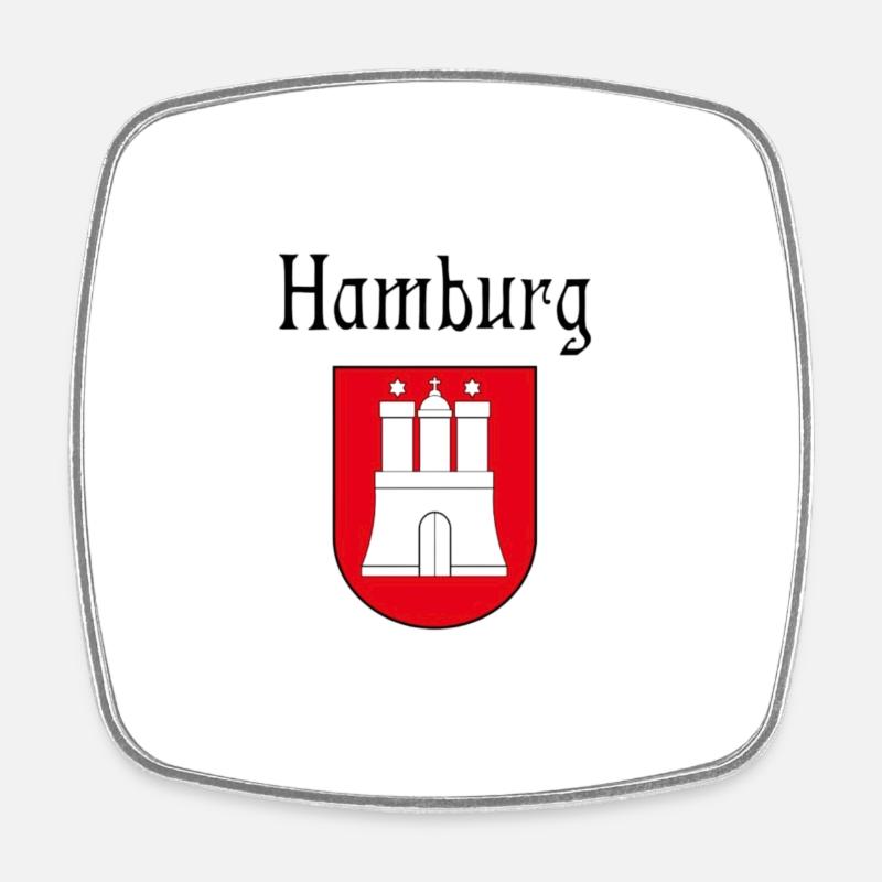Hamburg logo RED without background - Square fridge magnet - white