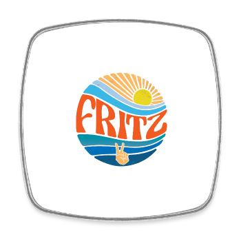 Fritz Hemd Vintage Sunset Fritz Groovy Tie Dye - Viereckiger Kühlschrankmagnet - Weiß - Vorne