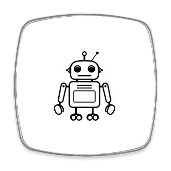 Roboter - Viereckiger Kühlschrankmagnet - Weiß - Vorne