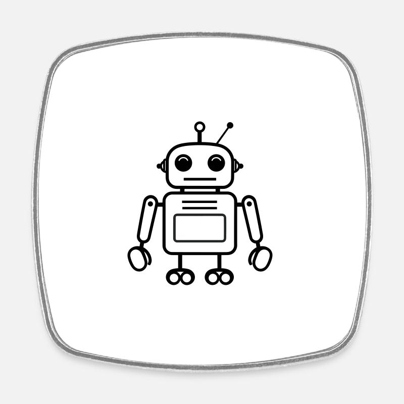 robot - Magnet carré - blanc