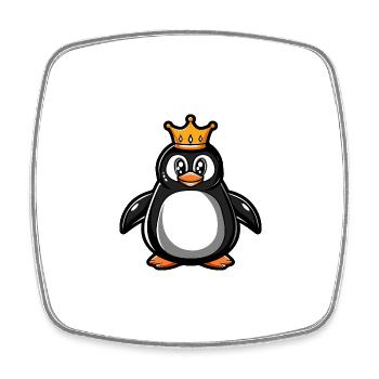 Couronne de bande dessinée pingouin - Magnet carré - blanc - Devant