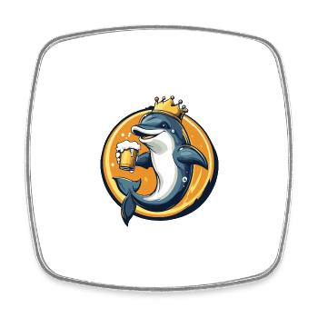 Dolphin Beer Comic - Square fridge magnet - white - Front