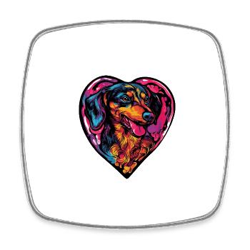 Teckel BlaireauChien Coeur Amour - Magnet carré - blanc - Devant