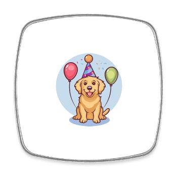 Golden Retriever Hunde Geburtstag Comic Lustig - Viereckiger Kühlschrankmagnet - Weiß - Vorne