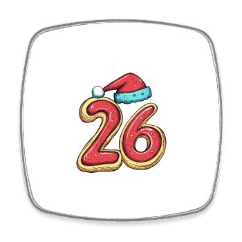 26 Zahl Weihnachten - Viereckiger Kühlschrankmagnet - Weiß - Vorne