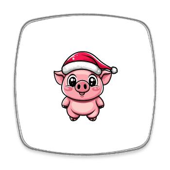 Pig Christmas Cute - Square fridge magnet - white - Front