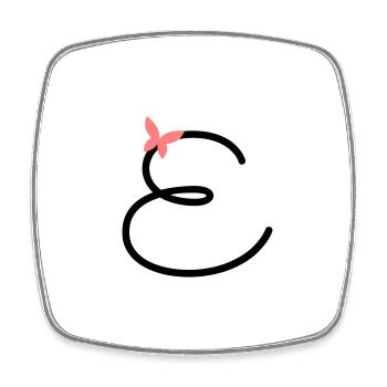 Letter E Butterfly Letter - Square fridge magnet - white - Front