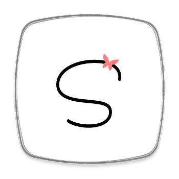 Letter S Butterfly Letter - Square fridge magnet - white - Front