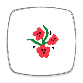 Lebhaftes Blumen-T-Shirt - Viereckiger Kühlschrankmagnet - Weiß - Vorne