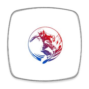 Snowboarding Silhouette Bunt - Viereckiger Kühlschrankmagnet - Weiß - Vorne