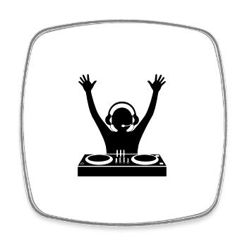DJ Turntables Party - Square fridge magnet - white - Front