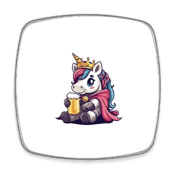 Licorne Bière Drôle - Magnet carré - blanc - Devant