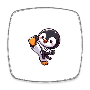 Mignon dessin animé pingouin karaté arts martiaux - Magnet carré - blanc - Devant
