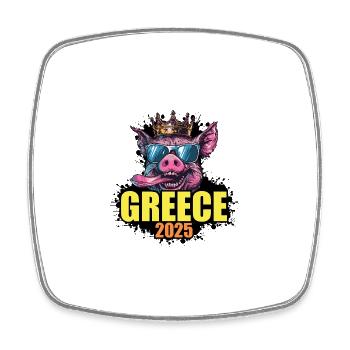 Greece 2025 Pig - Square fridge magnet - white - Front