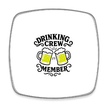 Drinking Crew Bier - Viereckiger Kühlschrankmagnet - Weiß - Vorne