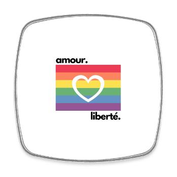 Drapeau LGBT Amour Liberté gay - Magnet carré - blanc - Devant