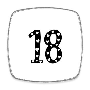 18 Anniversaire Coeur - Magnet carré - blanc - Devant
