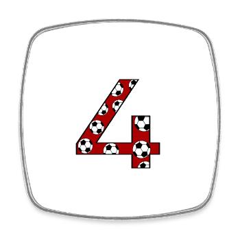 4th Birthday Football Red - Square fridge magnet - white - Front